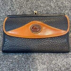 Vintage Dooney & Bourke All Weather Leather Checkbook Organizer Wallet Black